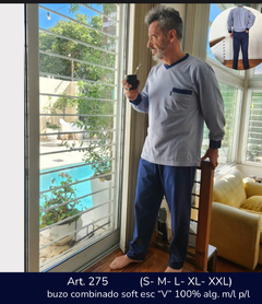 Pijama de hombre liso soft escote en v - PRIMUS 275