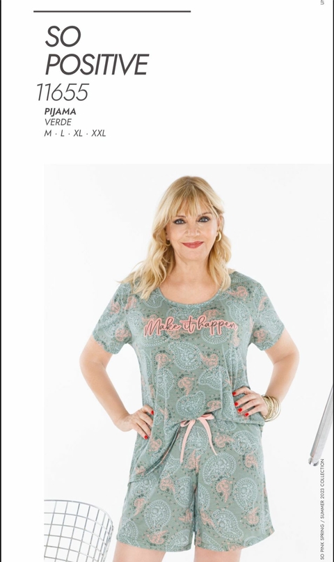 Pijama manga corta con short de viscosa y poliester - So positive - SO PINK 11655