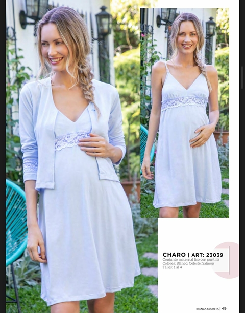 Conjunto maternal de modal liso con puntilla - BIANCA SECRETA 23039