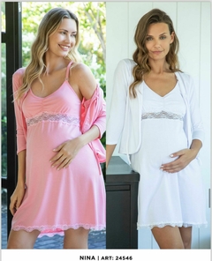 Conjunto maternal de modal liso con puntila - BIANCA SECRETA 24546
