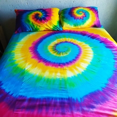 Conjunto Lençol Cama Casal + Fronhas Tiedye Arco Iris - comprar online