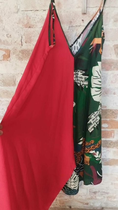 Macacão Shanti Duo Verde Tropical + Vermelho