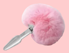 Plug Anal de Vidro com Pompom - Rosa- - comprar online