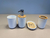 Imagen de KIT de baño x4 piezas plastico blanco con bamboo