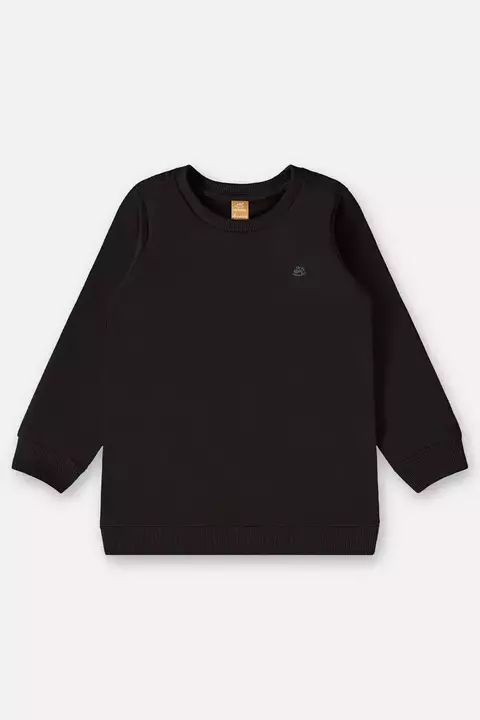 UP BABY - BLUSÃO BÁSICO EM MOLETOM INFANTIL MENINO (PRETO)