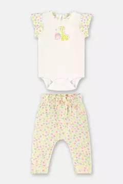 Up Baby - Conjunto Body com Calça Bebê Menina Estampado Girafa (Off White) - comprar online