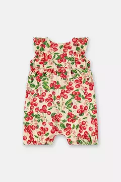 Up Baby - Macaquinho para Bebê Menina em Cotton Cereja (Bege na internet