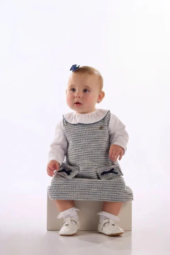 Up Baby - Vestido Infantil Em Malha Tweed Com Laços De Veludo