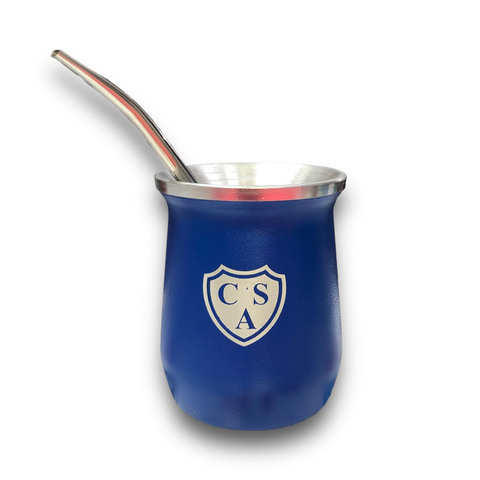 MATE ALUMINIO GRABADO AZUL SARMIENTO