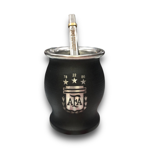 MATE COPITA ACERO GRABADO AFA NEGRO