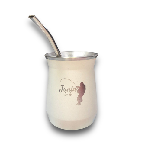 MATE ALUMINIO GRABADO BLANCO JUNIN