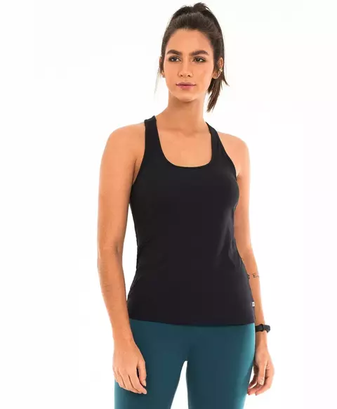 Regata skin fit alongada nadador fina preta Alto Giro