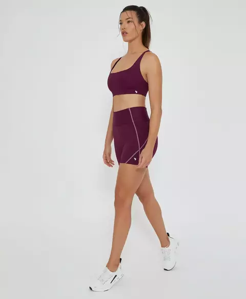 Top decote quadrado costas cruzadas roxo profundo Alto Giro