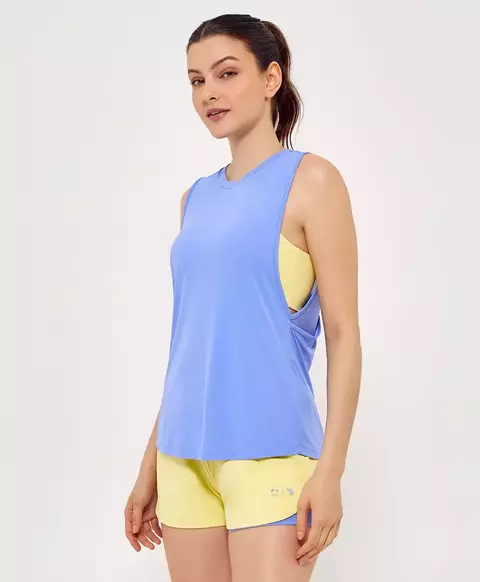 Regata eterna gola redonda com tule azul lavanda Alto Giro