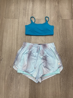 Short duplo de corrida sublimado azul Obbia - Loja Espaço Fitness
