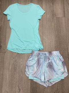Short duplo de corrida sublimado azul Obbia - comprar online