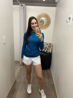 Camiseta fator de proteção UV poliéster azul pretróleo Poker - comprar online