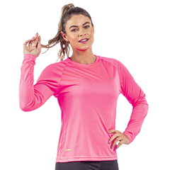 Camiseta fator de proteção UV poliéster rosa neon Poker - Loja Espaço Fitness