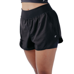Short runner com bermuda interna sunset preto Poker - Loja Espaço Fitness