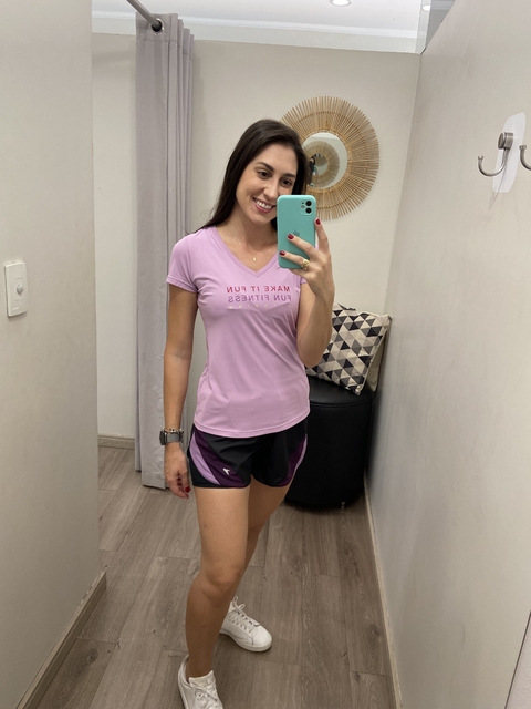 T-shirt skin fit make it fun rosa Alto Giro - comprar online