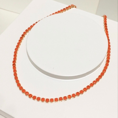 CHOKER RIVIERA 3MM LARANJA BANHADA A OURO