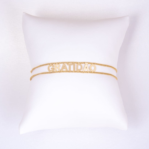 PULSEIRA MANTRA GRATIDÃO BANHADA A OURO