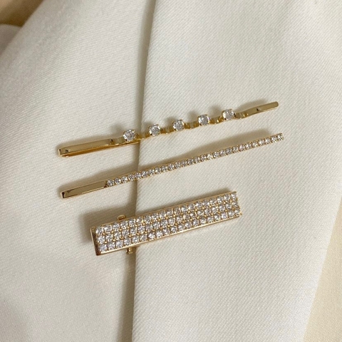 PRESILHA DE CABELO FINA 1 FILEIRA ZIRC. BANHADA A OURO