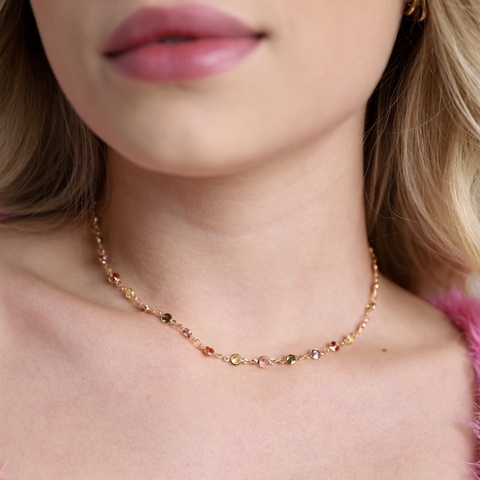 CHOKER CIRCULOS RAINBOW BANHADA A OURO