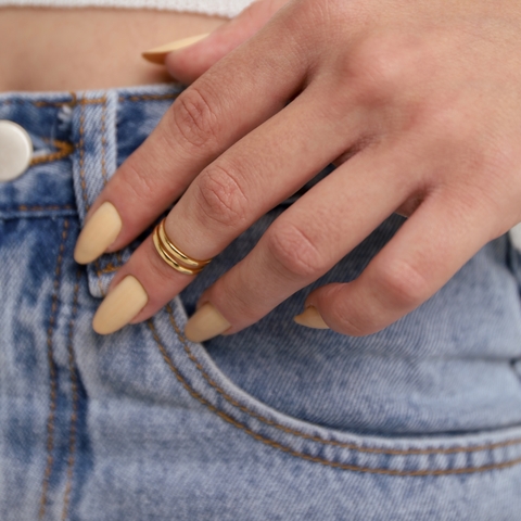 ANEL FALANGE 2 LINHAS BANHADO A OURO