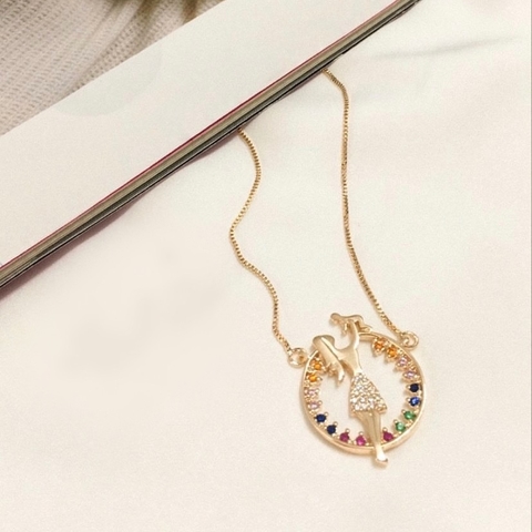 COLAR MANDALA MÃE E FILHO BANHADO A OURO