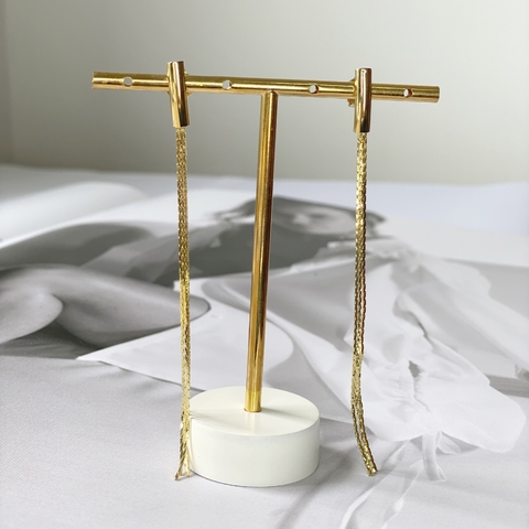 BRINCO TUBO LONGO FRANÇAS BANHADO A OURO