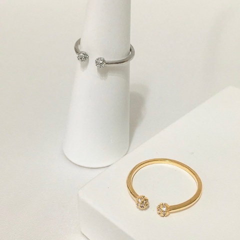 ANEL AJUSTÁVEL DUAS BOLINHAS CRAVEJADAS