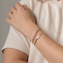 PULSEIRA FITA 3MM CINCO BAGUETES BANHADA A OURO - comprar online