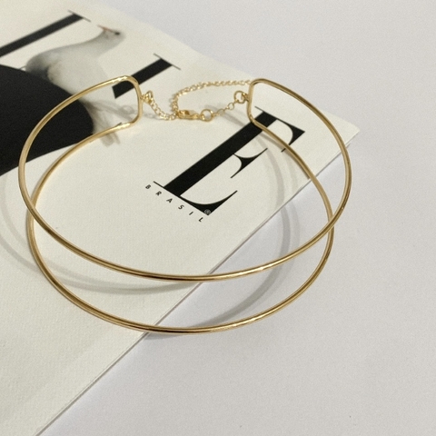 CHOKER ARO DUPLO FINO BANHADO A OURO