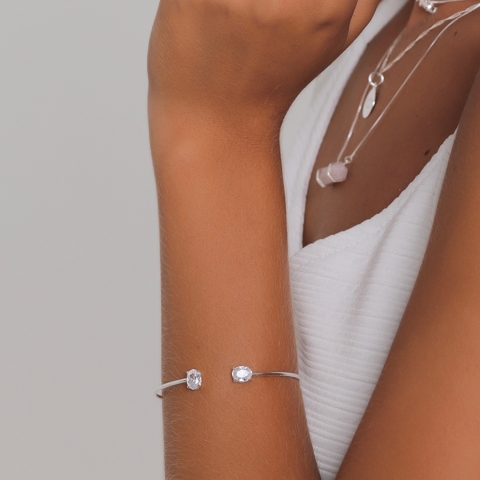 BRACELET FIO AJUSTÁVEL CRISTAL EM PRATA 925