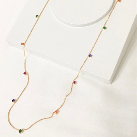 COLAR LONGO PONTO DE LUZ RAINBOW BANHADO A OURO