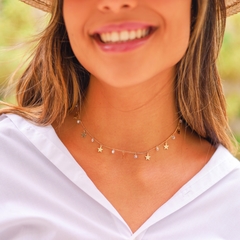 CHOKER STAR E PONTO DE LUZ BANHADA A OURO