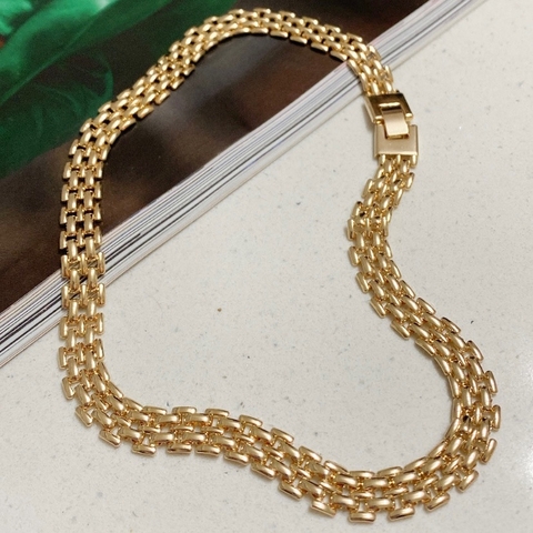 COLAR PRINCESS FECHO QUADRADO 50CM BANHADO A OURO