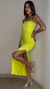 Vestido micro largo 1 bretel c-frunce y tajo lateral