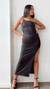 Vestido micro largo 1 bretel c-frunce y tajo lateral - comprar online