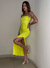 Vestido micro largo 1 bretel c-frunce y tajo lateral - tienda online