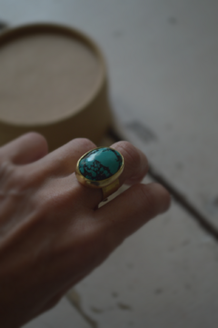 Anillo Mineral Turquesa reconstituida ▽ Listo para entregar - tienda online