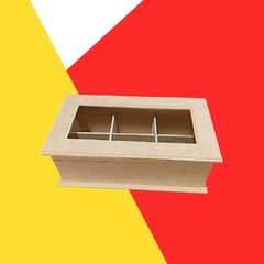 CAJA DE TE -TAPA VISOR Y BISAGRA - 6 DIV 24X14X12