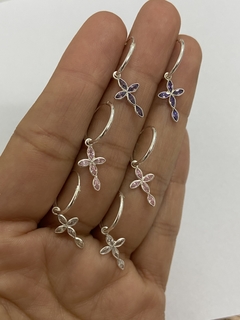Aros Cubanos 12mm con dijes Cruz de Cubic