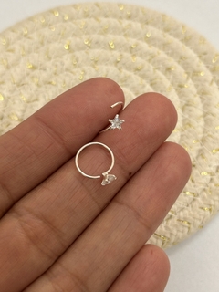 Aros Argollas cierre piercing con Estrella Cubic (9mm)