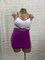 Imagem do Conjunto Short E Kimono Colete Longo Plus Size Malha Crepe Estampado Short Cintura Alta Colete Mullet Aberto