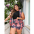 Imagem do Conjunto Short E Kimono Colete Longo Plus Size Malha Crepe Estampado Short Cintura Alta Colete Mullet Aberto