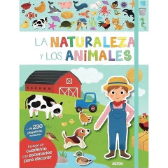 La naturaleza y los animales / Adhesivos reutilizables + Cuaderno con escenarios para decorar