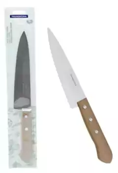 Cuchilla Tramontina de 33 cm con mango de madera, empaquetada.