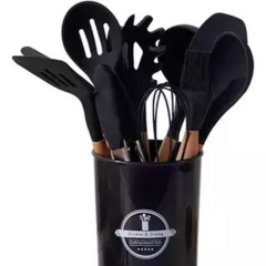 SET UTENSILIOS SILICONA NEGRO X12PCS - comprar online